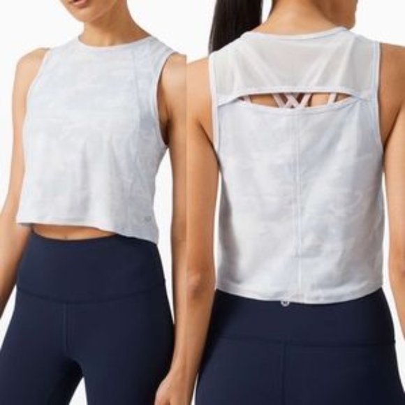Cute Lululemon Cropped Sculpt Tank Incognito Camo Alpine White Multi - Picture 5 of 6
